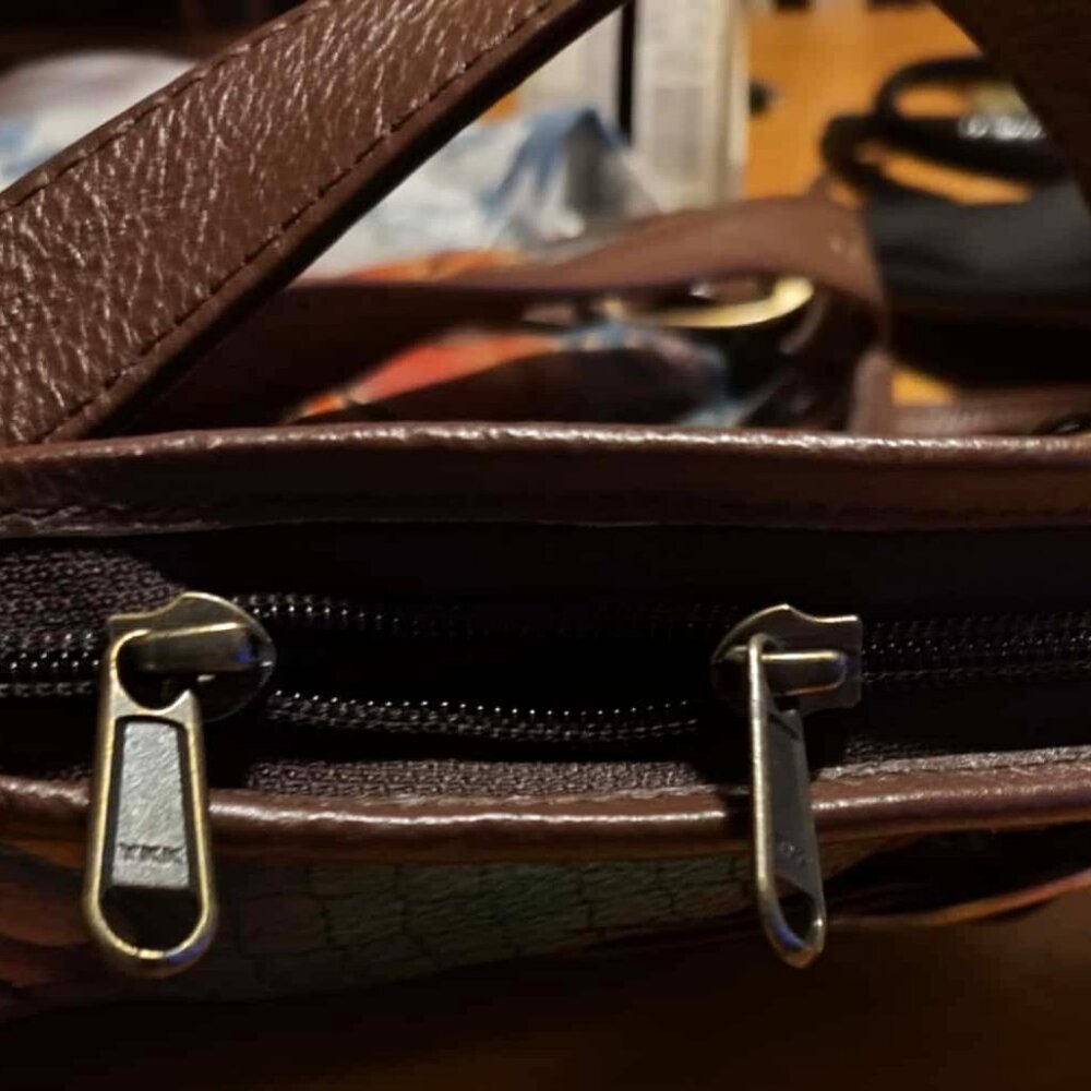 1990's Anuschka Python Bloom Large Hand Painted L… - image 7